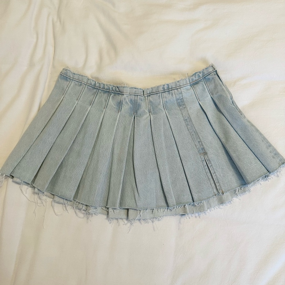 NWT Zara Pleated Denim Mini Skirt
